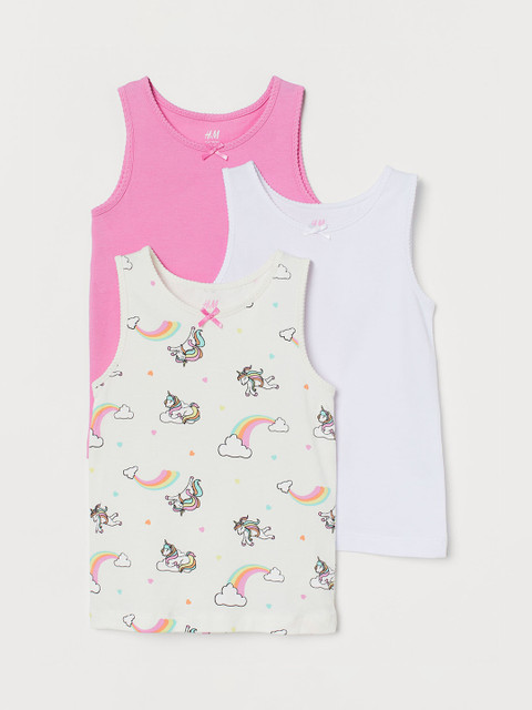 

H&M Girls 3-Pack Cotton Vest tops, White