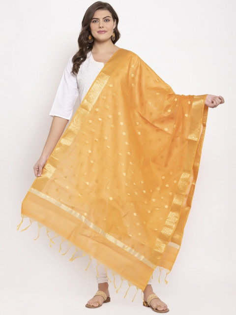 

LOOM LEGACY Women Yellow & Gold-Coloured Woven Design Banarasi Jacquard Dupatta