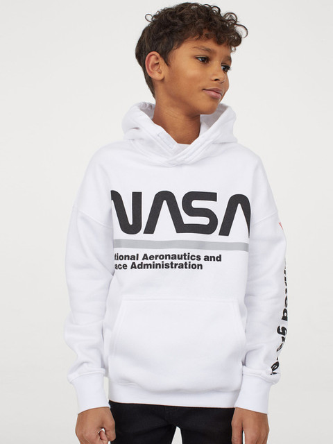 

H&M Boys White Printed Hoodie