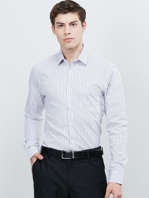 

max Men White Slim Fit Striped Casual Shirt