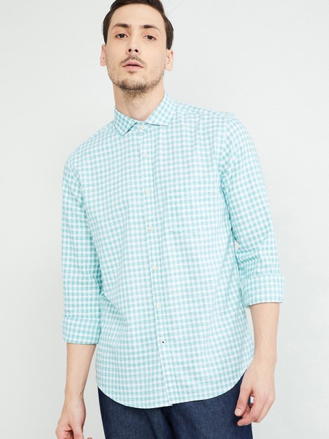 

max Men Green Slim Fit Checked Casual Shirt