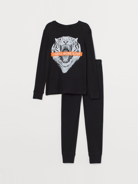 

H&M Boys Black Printed Pyjamas