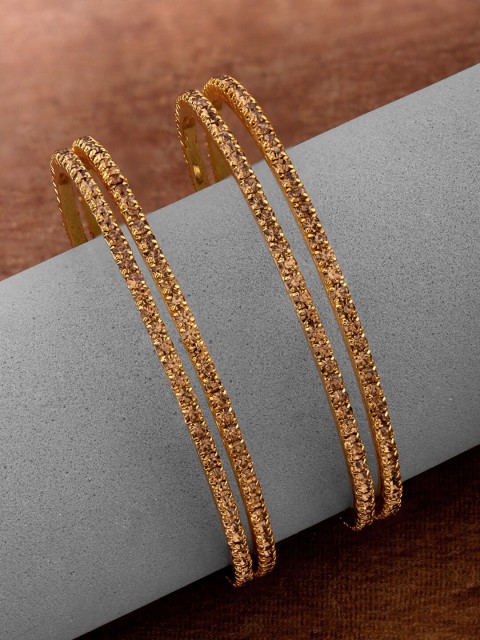 

Voylla Gold-Plated CZ Gems Adorned Bangle-Style Bracelet