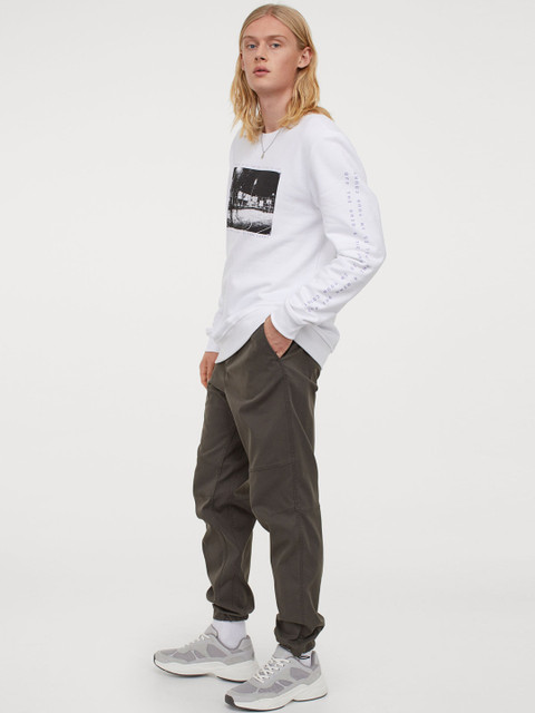 

H&M Men White Printed Sweatshirt