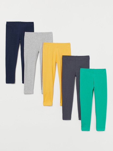 

H&M Boys 5-pack Cotton Sustainable Leggings, Blue