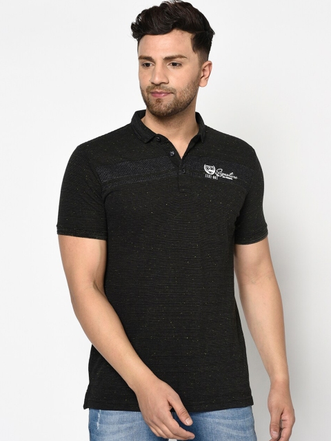 

Duke Men Black Solid Polo Collar T-shirt