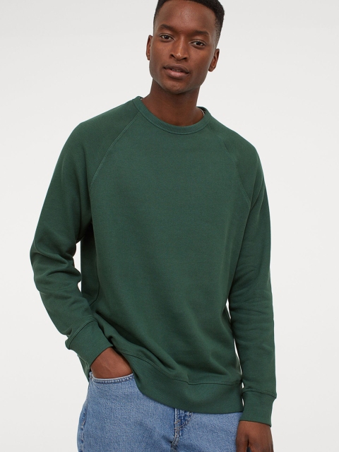 

H&M Men Green Sweatshirt Regular Fit