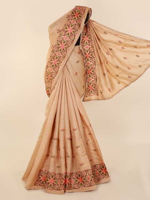 

Pothys Beige Embroidered Pure Cotton Saree