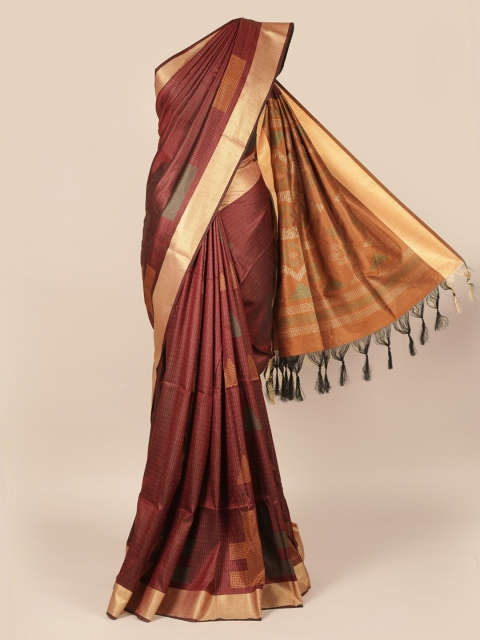 

Pothys Maroon Printed Jute Silk Saree