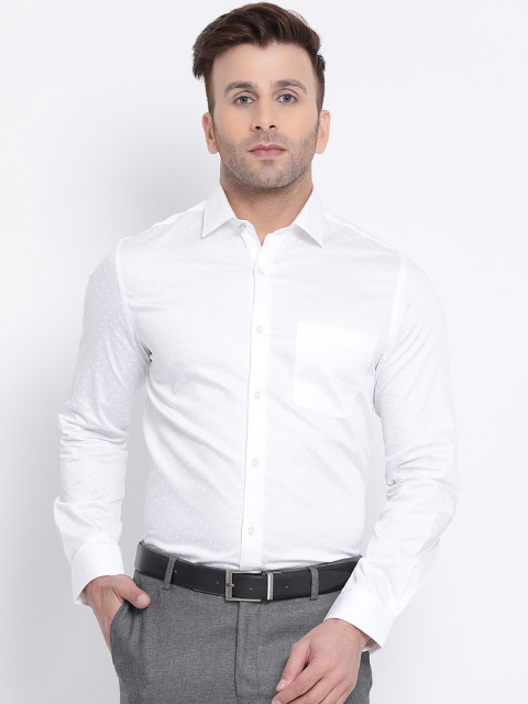 

Turtle Men White Modern Slim Fit Printed Formal Shirt