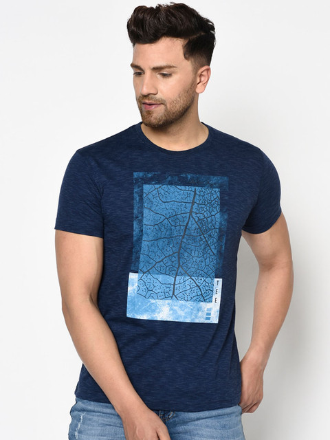 

Duke Men Blue Printed Round Neck T-shirt