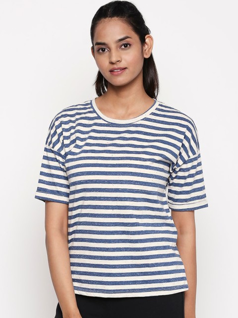 

Ajile by Pantaloons Women White Striped Round Neck T-shirt