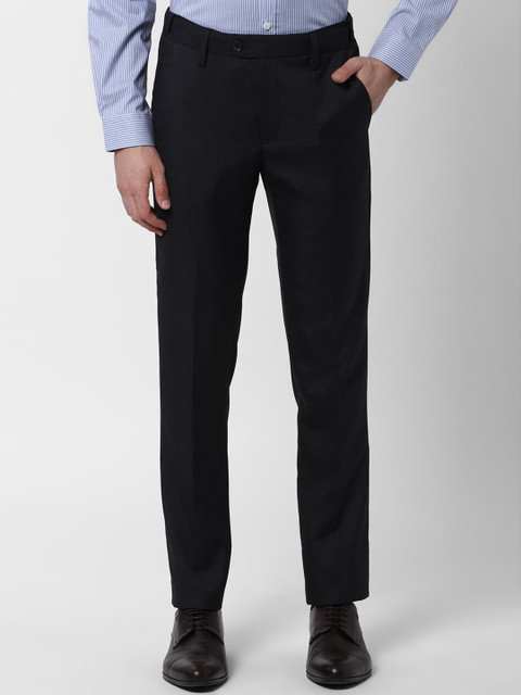 

Peter England Men Black Solid Formal Trousers