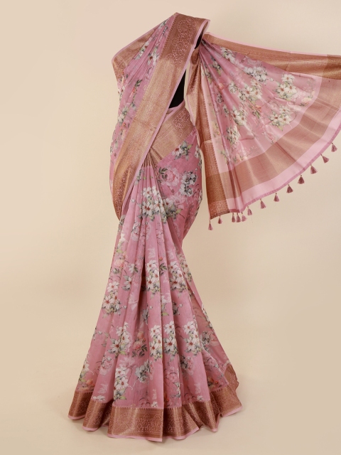 

Pothys Pink Printed Cotton Blend Saree