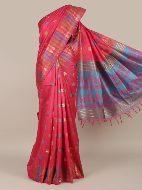 

Pothys Pink Printed Jute Silk Saree