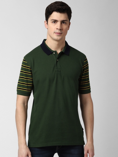 

Peter England Casuals Men Green Solid Polo Collar T-shirt