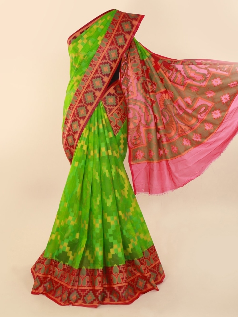 

Pothys Green Printed Cotton Blend Saree