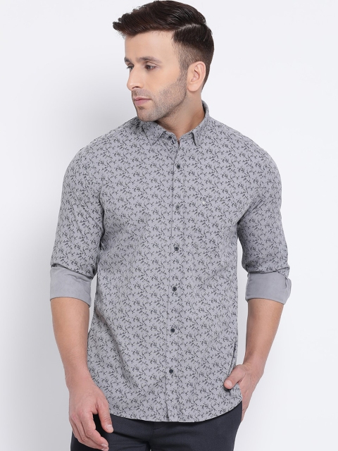 

Turtle Men Grey Modern Slim Fit Printed Casual Shirt