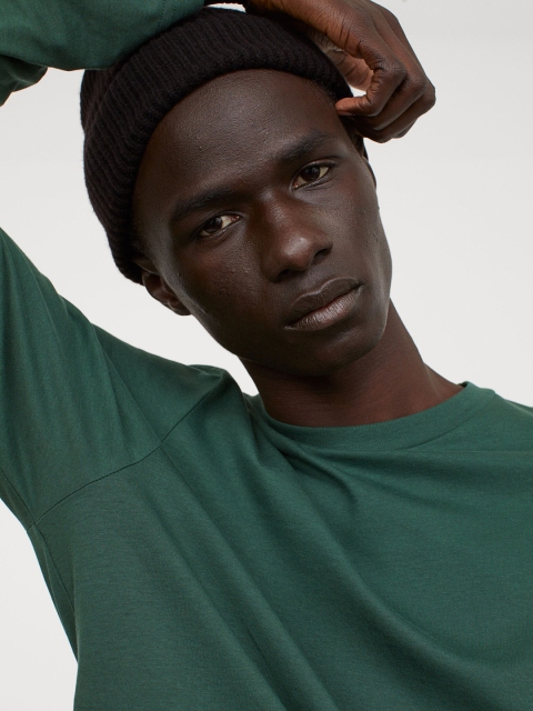 

H&M Men Green Long-Sleeved Top Regular Fit