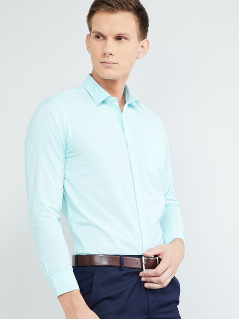 

max Men Blue Regular Fit Solid Casual Shirt