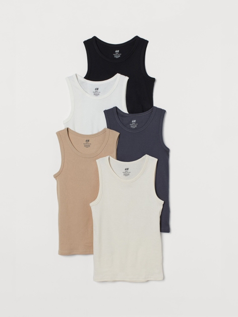 

H&M Boys 5-Pack Cotton vest tops, White