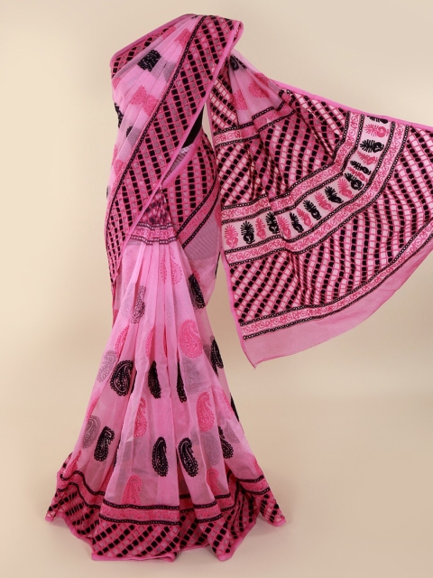 

Pothys Pink Woven Design Supernet Saree