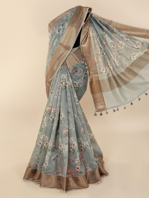 

Pothys Grey Printed Cotton Blend Saree