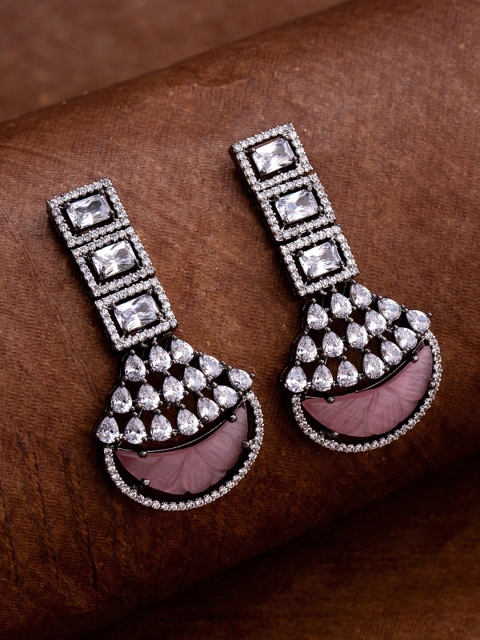 

Voylla Silver-Toned Handcrafted Contemporary Drop Earrings