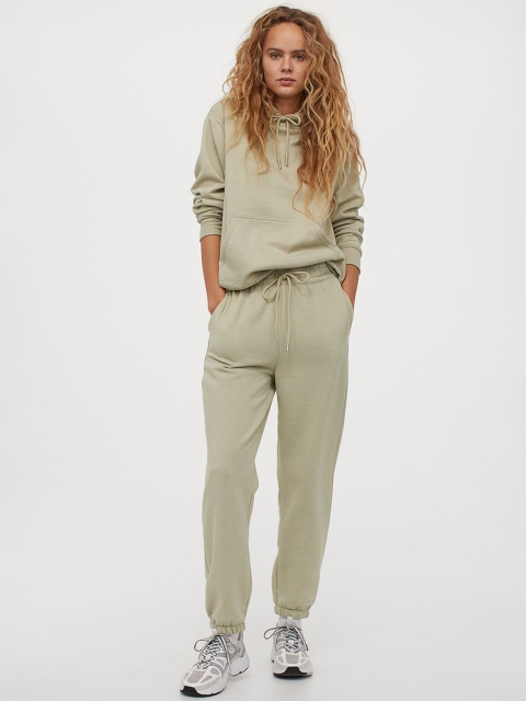 

H&M Women Green Solid Hooded top