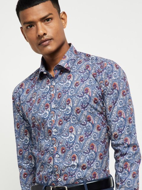 

max Men Blue Slim Fit Printed Casual Shirt