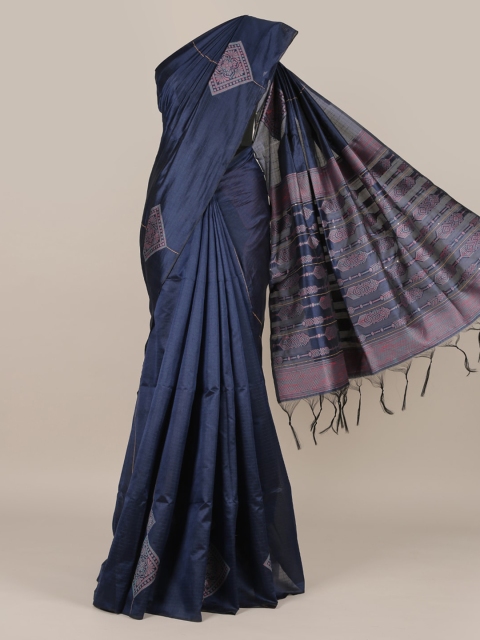 

Pothys Blue Striped Jute Silk Saree