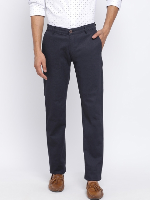 

Turtle Men Navy Blue Slim Fit Solid Regular Trousers