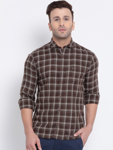 

Turtle Men Brown Slim Fit Checked Casual Shirt