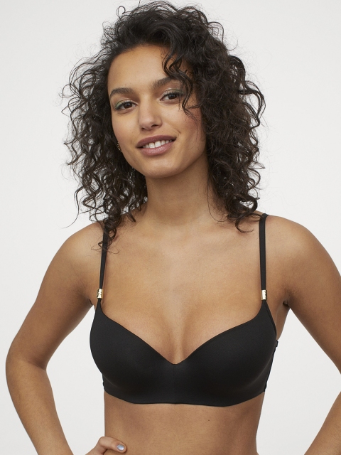

H&M Women Black Solid Super Push-Up Bikini Top 0952172001