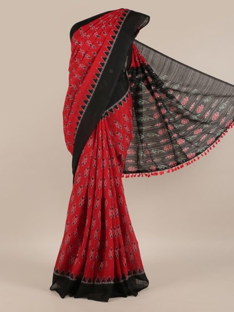 

Pothys Red & Black Jute Silk Woven Design Saree