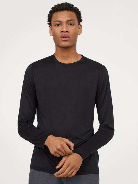 

H&M Men Black Solid Regular Fit Sustainable Running Top