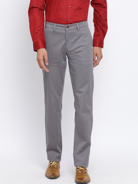 

Turtle Men Grey Slim Fit Self Design Regular Trousers