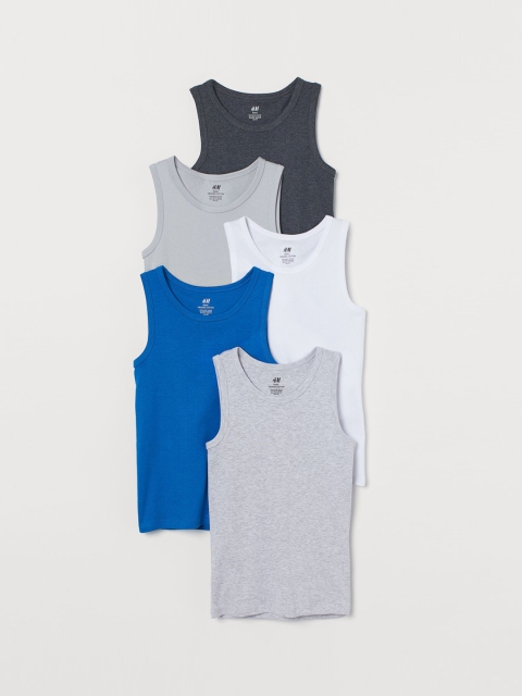 

H&M Boys 5-Pack Cotton Vest Tops, White