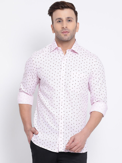 

Turtle Men Pink Modern Slim Fit Printed Formal Shirt