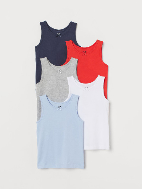 

H&M Girls 5-Pack Vest Tops, White