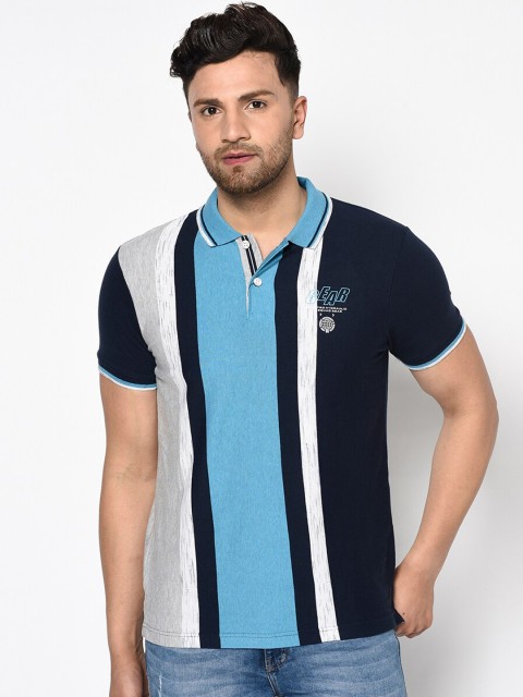 

Duke Men Blue Solid Polo Collar T-shirt