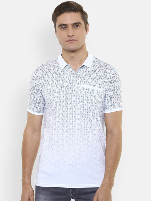 

Louis Philippe Sport Men White Printed Polo Collar T-shirt