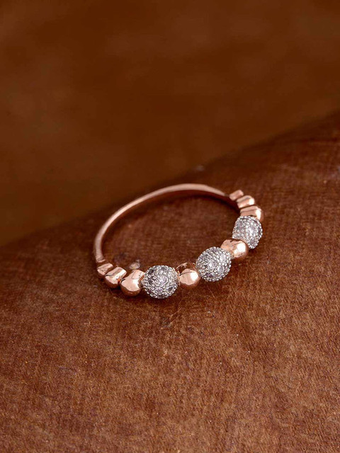 

Voylla Rose Gold Plated White CZ Stone Studded Finger Ring