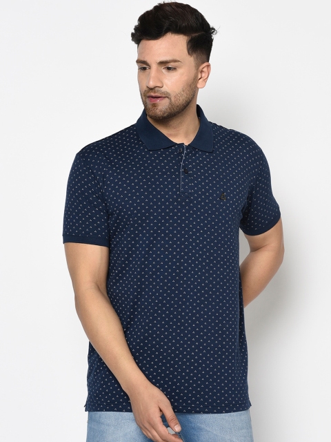 

Duke Men Navy Blue Printed Polo Collar T-shirt