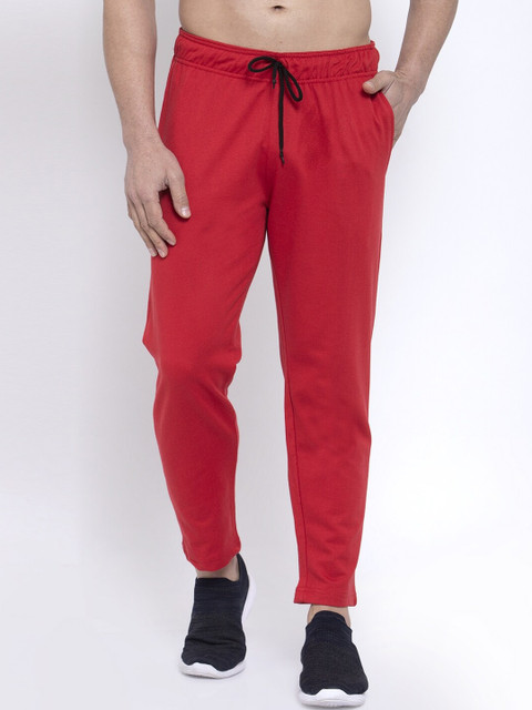 

NEUDIS Men Red Solid Slim Fit Track Pants