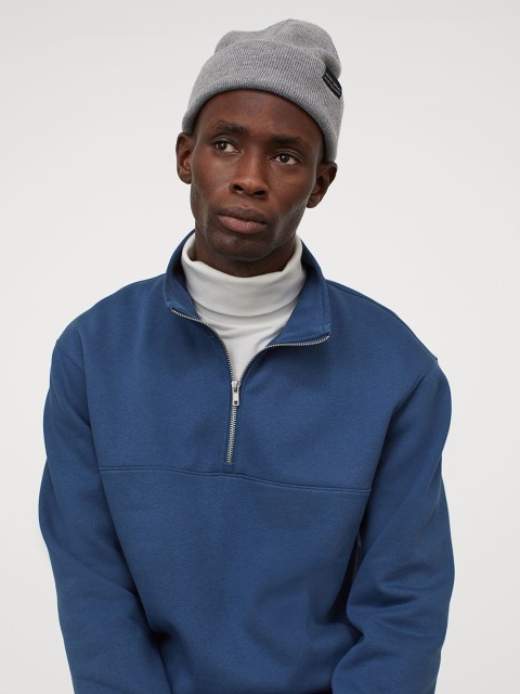 

H&M Men Blue Solid Sweatshirt Relaxed Fit