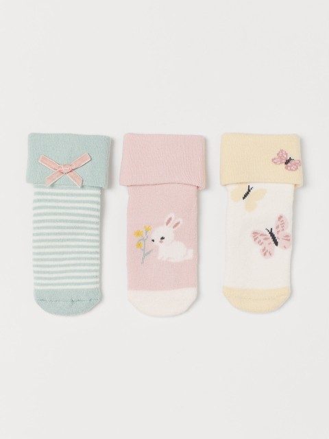 

H&M Kids Pink & Green 3-Pack Terry Socks