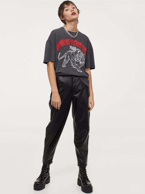 

H&M Women Grey Printed T-shirt