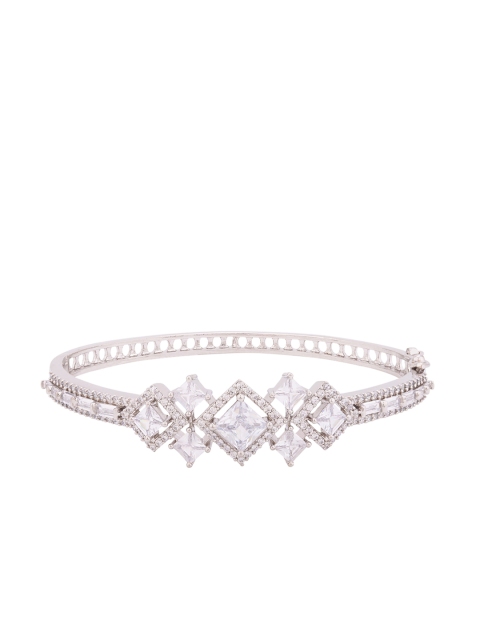 

Voylla Silver-Plated & White Stone Studded Bangle-Style Bracelet