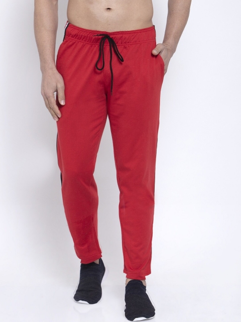 

NEUDIS Men Red Solid Slim-Fit Track Pants